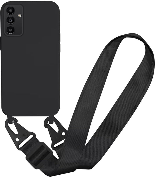 "Bigcousin" Silicone Case with Strap for Samsung Galaxy A13 4G – Black