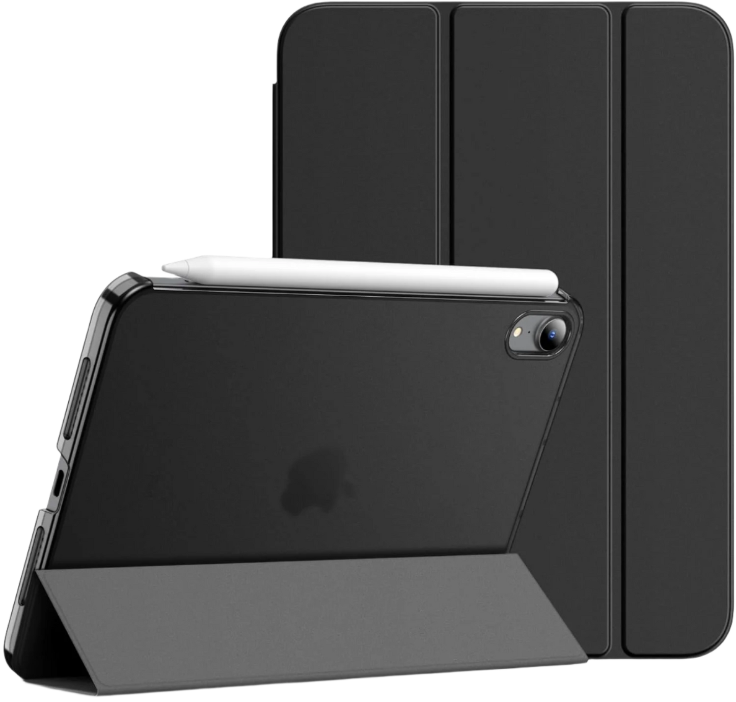 Ovitek JETech za iPad Mini (A17 Pro, model 2024, 7. gen.) / Mini 6 (model 2021, 6. gen.) z držalom za svinčnik – Črna / 
