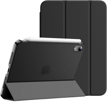 Ovitek JETech za iPad Mini (A17 Pro, model 2024, 7. gen.) / Mini 6 (model 2021, 6. gen.) z držalom za svinčnik – Črna / 