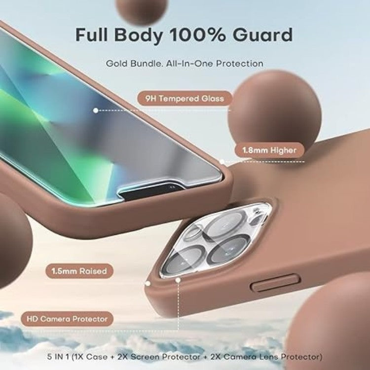 Komplet ovitek + 2 zaščitni stekli + 2 zaščiti za kamero za iPhone 13 Pro – Tocol
