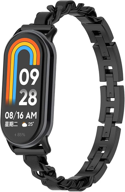LOKEKE kovinski pašček za Xiaomi Band 8 - Nadomestni pašček iz nerjavečega jekla črna