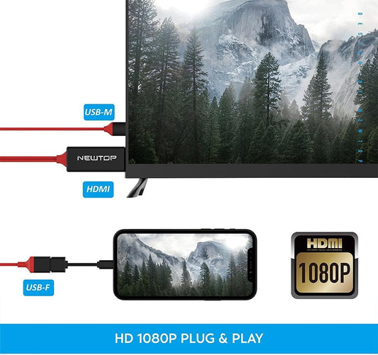 NEWTOP HM05 HDMI zrcalni adapter TV/Monitor/Projektor – Full HD 1080p, USB, MHL za iOS in Android