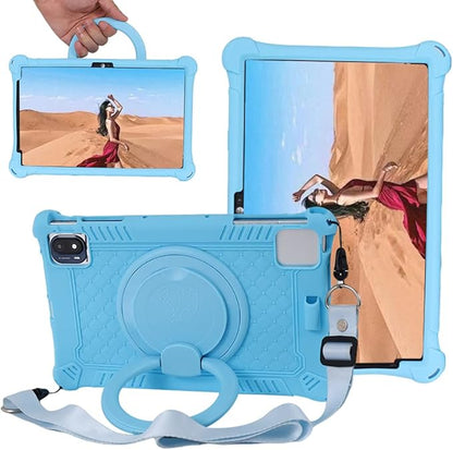 Tablet case 10.36" - 360° rotating stand, adjustable shoulder strap, light blue