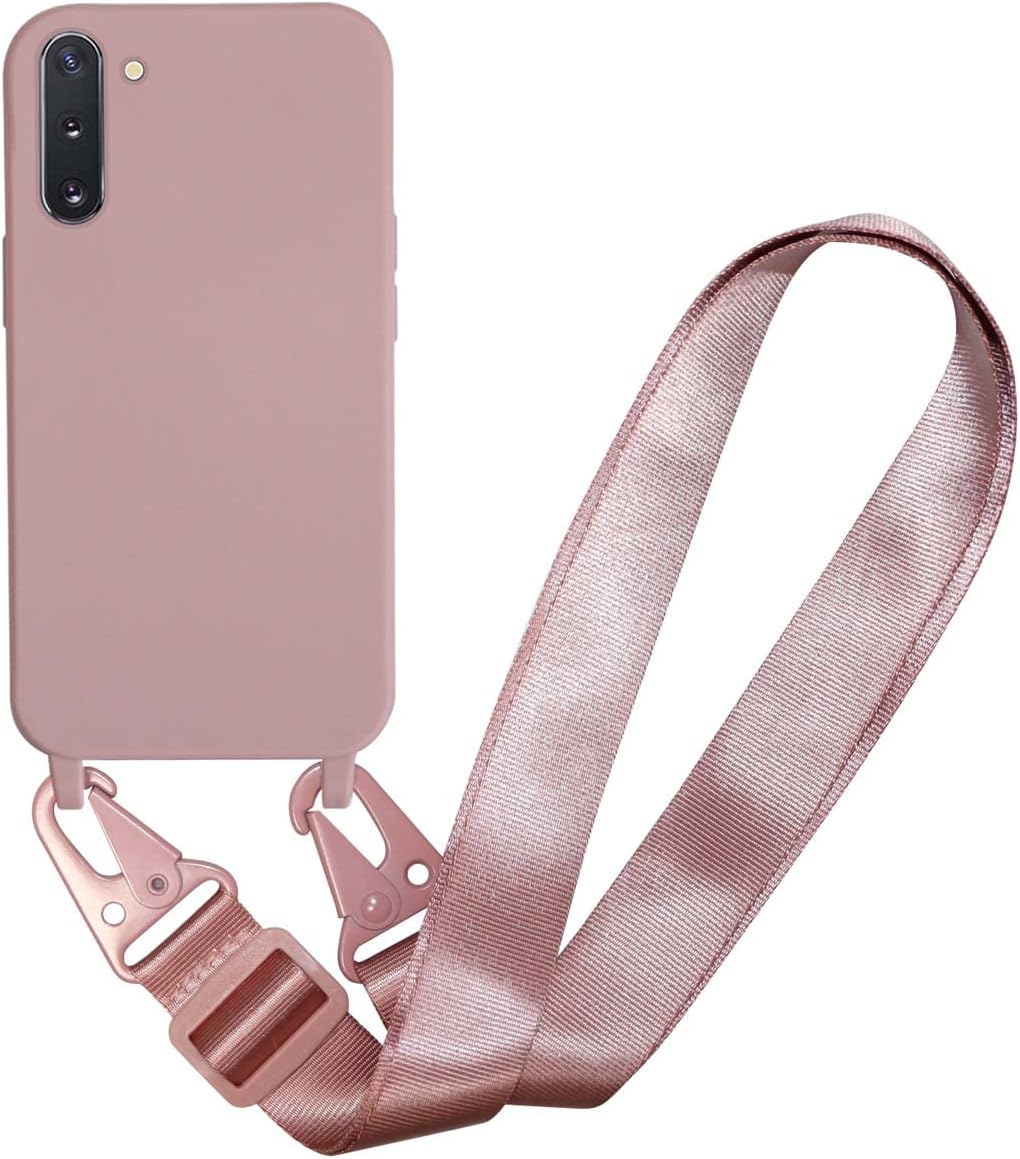 "Bigcousin" Silicone Case with Strap for Samsung Note 10 – Pink