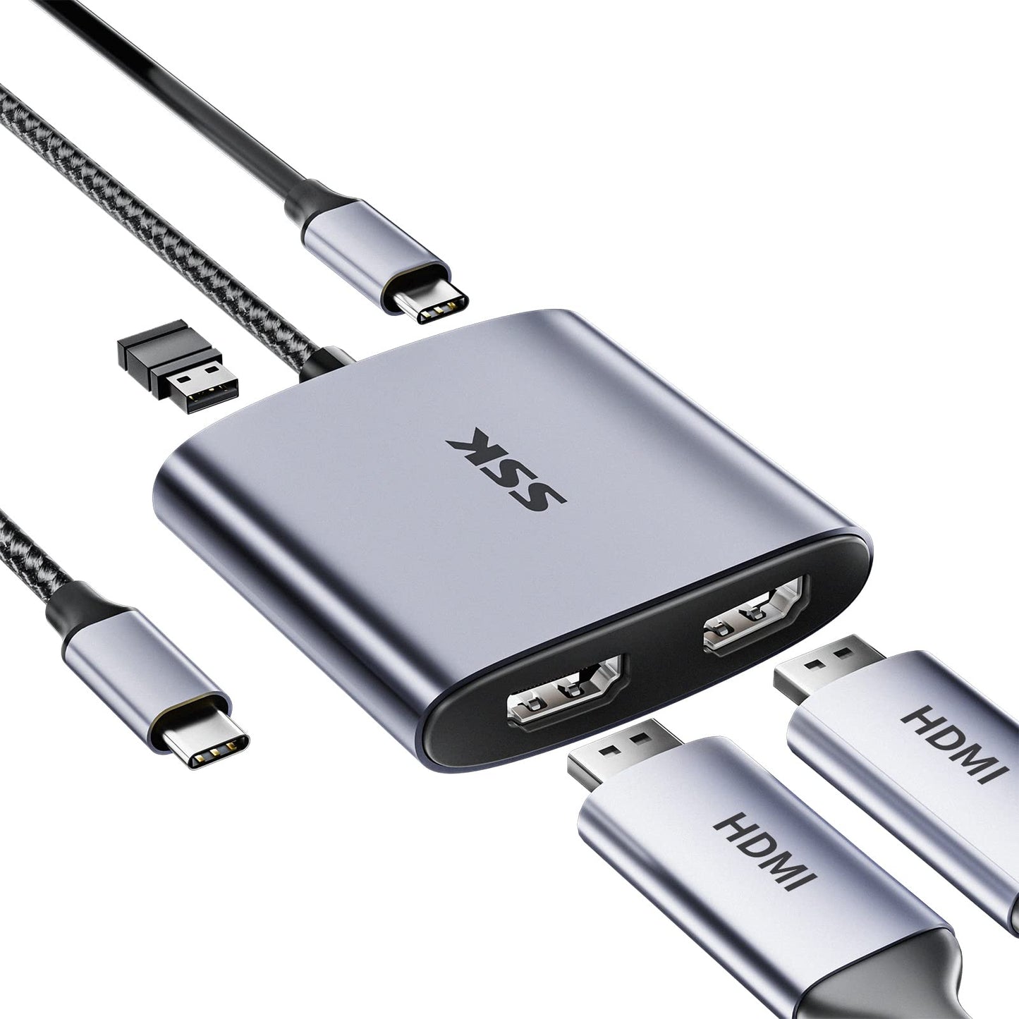 ssk-usb-c-dvojni-hdmi-adapter-siva