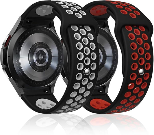 Paket 2 remena za Samsung Galaxy Watch 6/5/4 – 20 mm | crno-bijeli & crno-crveni