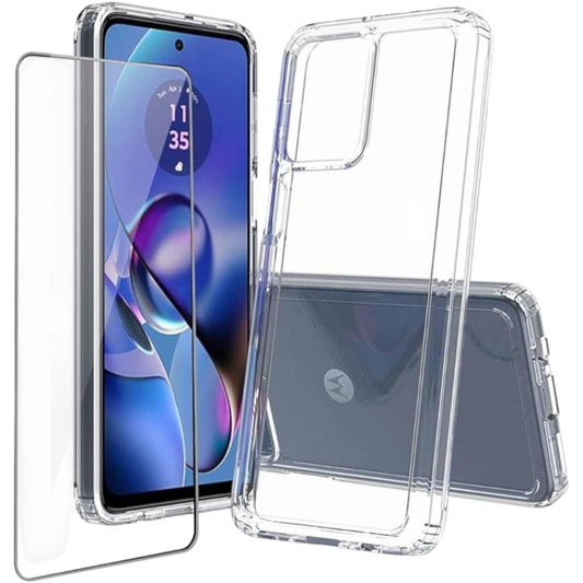 Komplet ovitek + zaščitno steklo za ekran za Motorola Moto G54 5G / Moto G64 5G – Infostyle – Prozorna