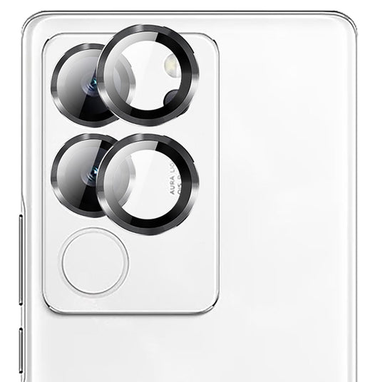 GIOPUEY zaštita kamere za Vivo V29 5G – kaljeno staklo 9H + metalni prsten (crna)