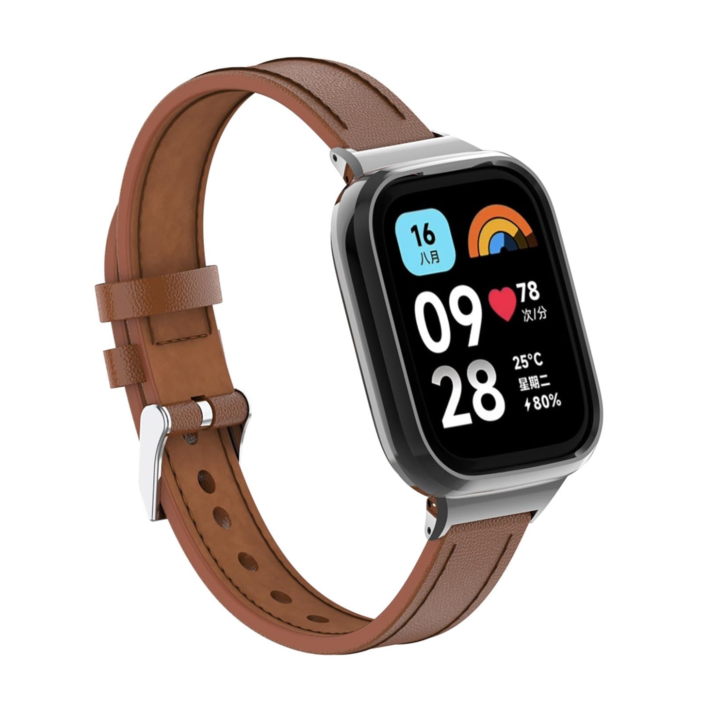 GIOPUEY PU Leather Strap for Redmi Watch 3 Active - Brown
