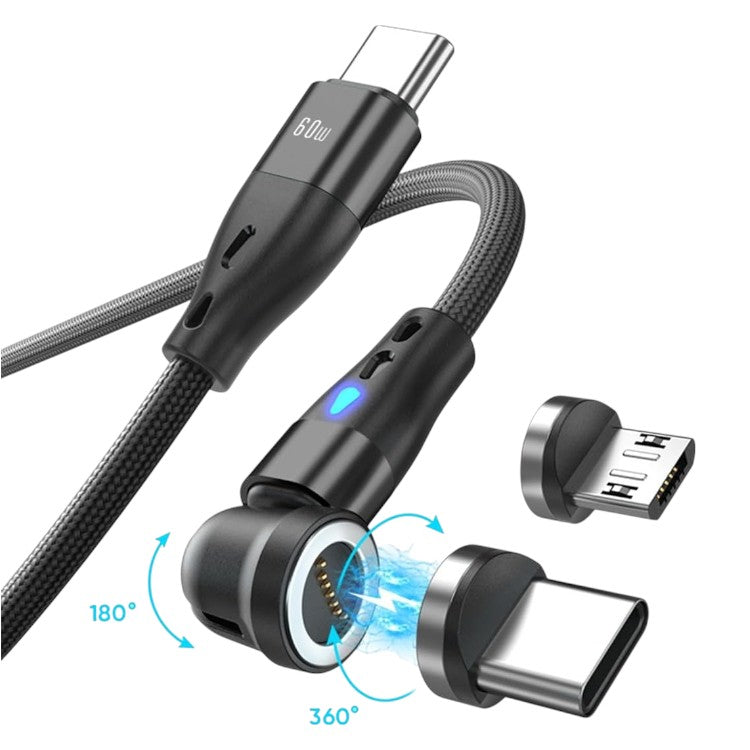 Magnetni polnilni kabel 2v1 (USB C, Micro USB) 1m – Infostyle