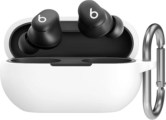 Silicone Case for Beats Solo Buds (2024) – White + Carabiner