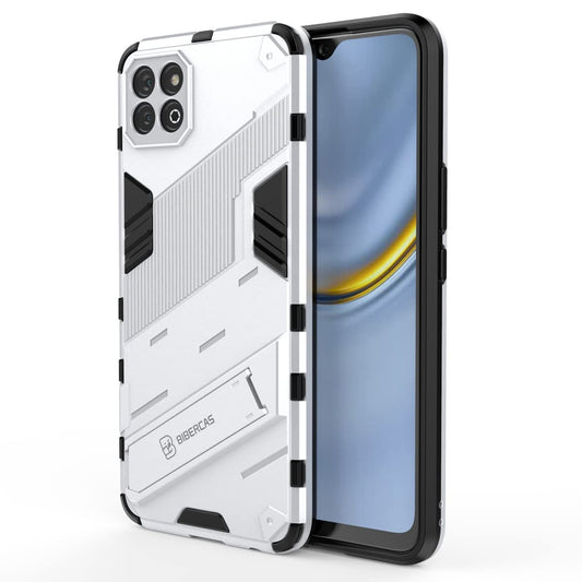 GIOPUEY hibridni ovitek za Honor X8 – TPU + PC, stojalo (bela)