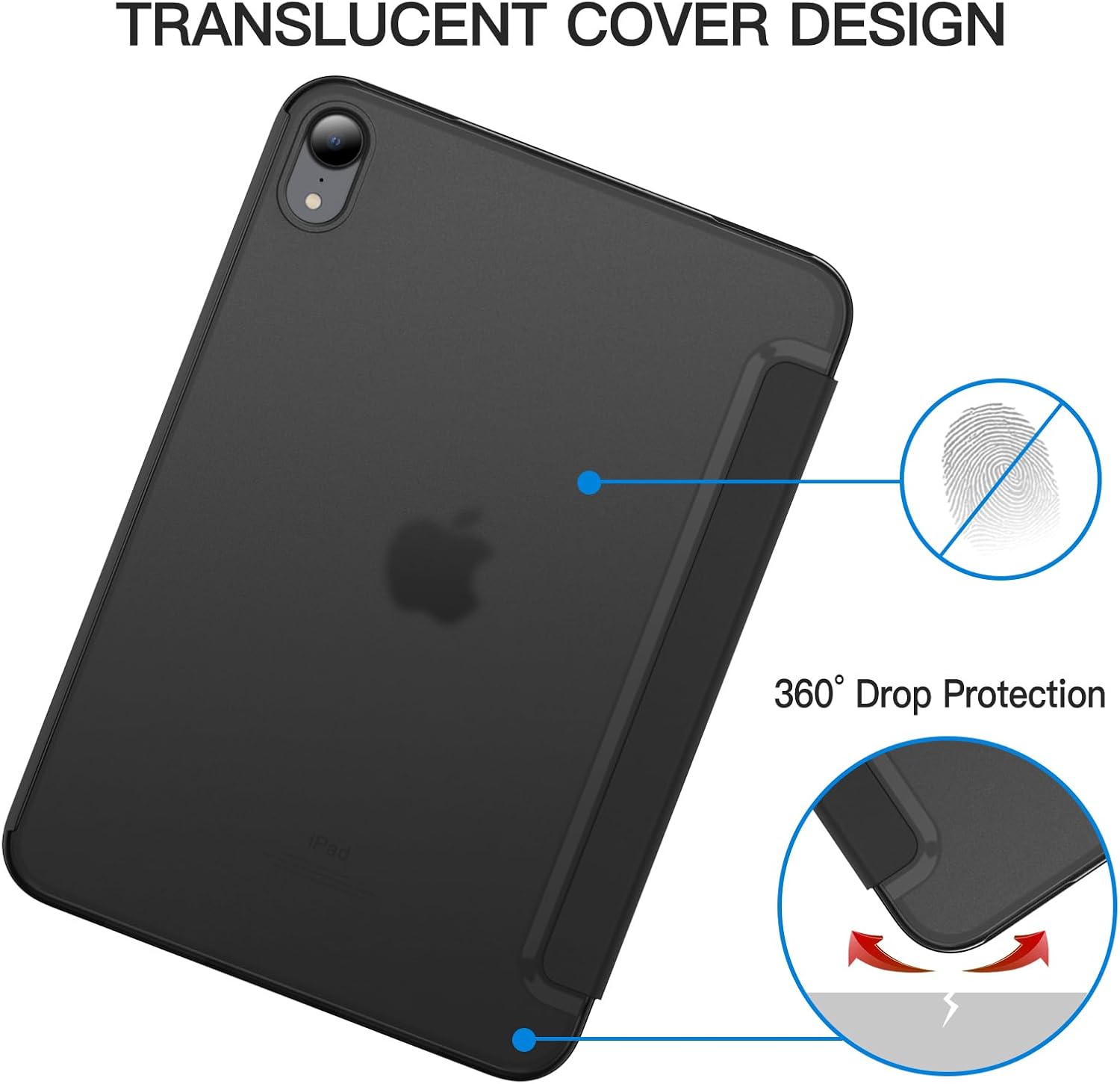 Ovitek JETech za iPad Mini (A17 Pro, model 2024, 7. gen.) / Mini 6 (model 2021, 6. gen.) z držalom za svinčnik