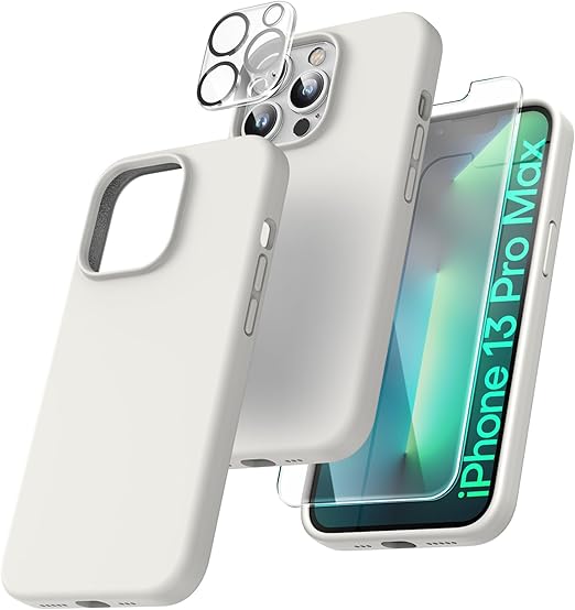TOCOL 5-in-1 Case for iPhone 13 Pro + 2 Screen Protectors & 2 Camera Lens Protectors, Grey