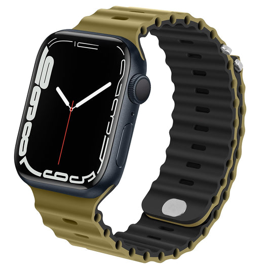 Anlinser Silicone Strap for Apple Watch 41mm / 40mm / 38mm – Sports Band Olive/Black