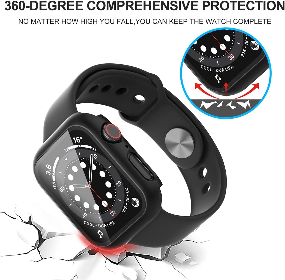 Zaščitni ovitek ''Diruite'' iz kaljenega stekla za iWatch 44 mm, 2kos – Infostyle
