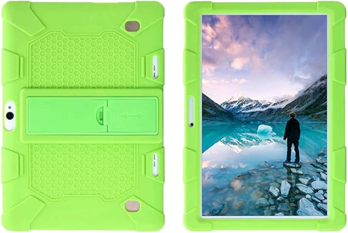 10,1-palčni silikonski ovitek za TOSCIDO / Dragon Touch / Alldocube / ACEPAD in druge tablice – zelena, zložljivo stojalo