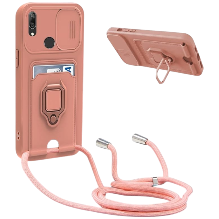 Ovitek "Bigcousin" z vrvico za Huawei Y7 2019 – Roza