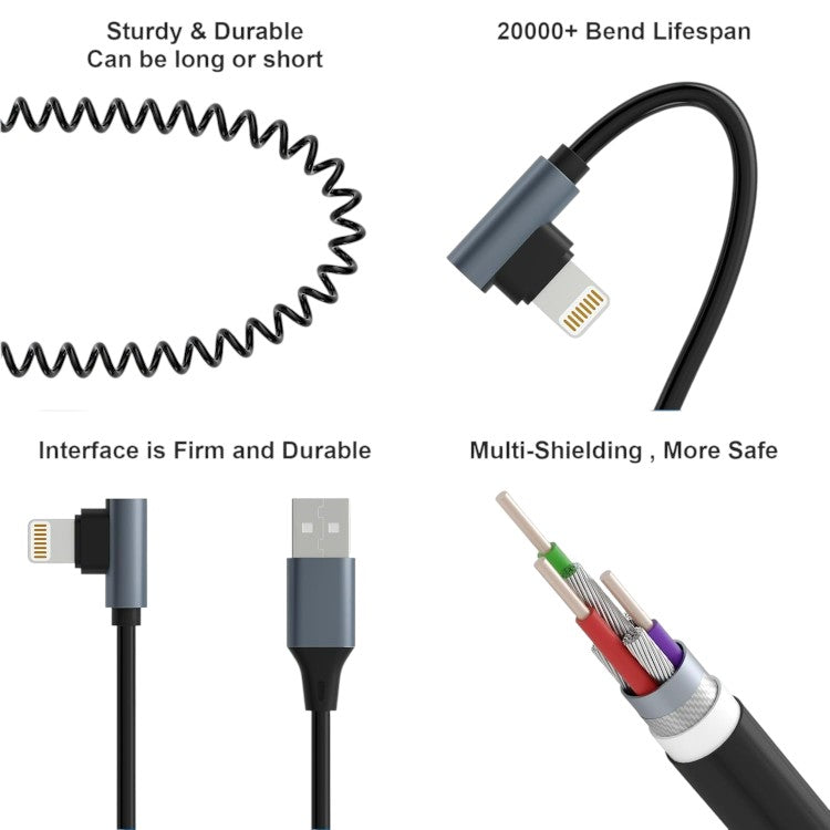 Ukrivljen polnilni kabel USB A v Lightning – Infostyle