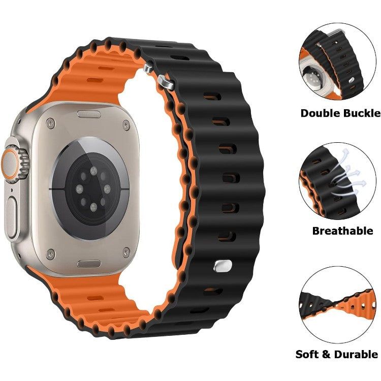 Pašček "Anlinser" za Apple Watch Ultra 2/Ultra SE Series 9 8 7 6 5 4 3 (49/45/44/42mm) črno-oranžna – Infostyle
