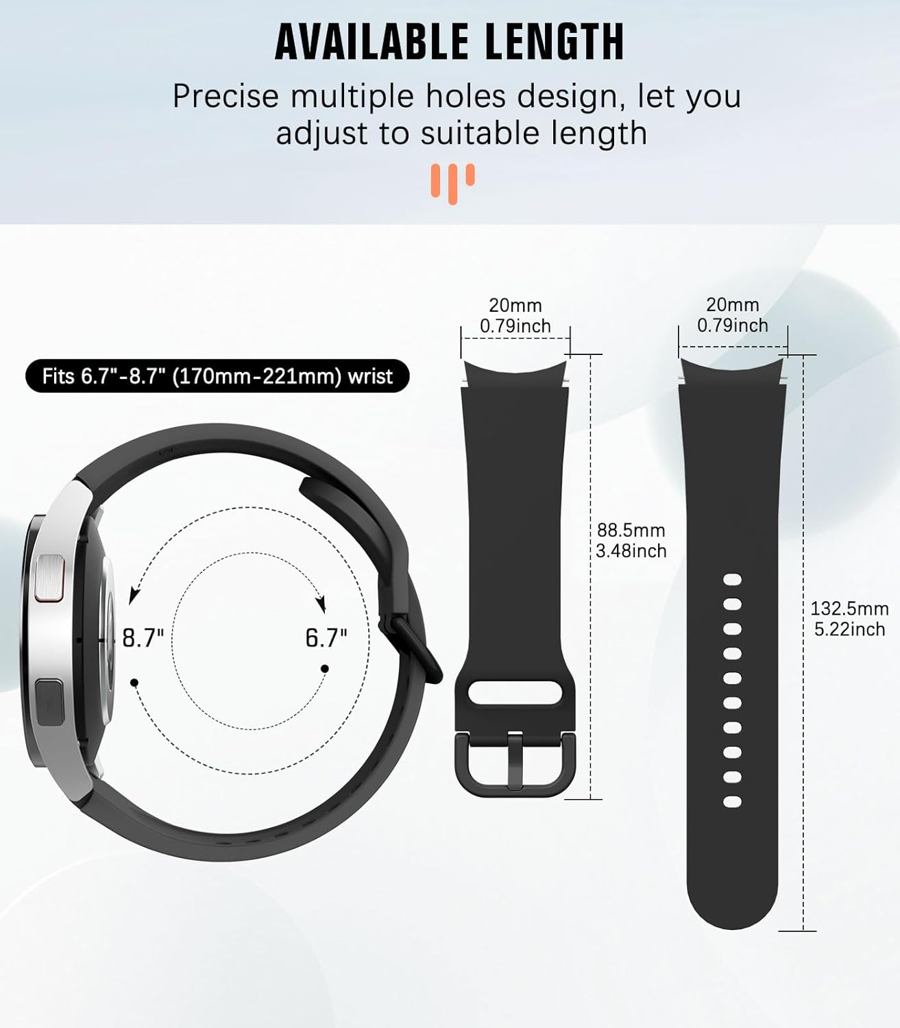 Pašček za Samsung Galaxy Watch 6 40 mm 44 mm, Galaxy Watch 6 classic 43 mm 47 mm, Galaxy Watch 5 Pro/Watch 4/Watch 4 Cla