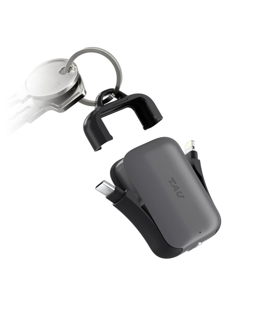 Rolling Square TAU 2 (2. gen) prenosna baterija 2000 mAh – USB-C, Lightning, Micro USB, NFC/QR digitalna vizitka, črna