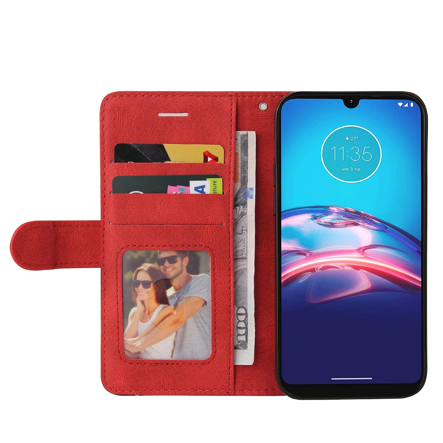 Preklopna torbica za Motorola Moto E 2020 iz umetnega usnja – rdeča