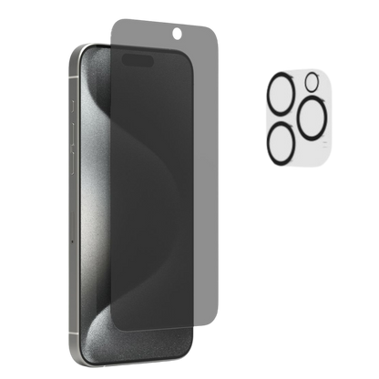Zaščitno steklo privacy + zaščita za kamero za iPhone 15 Pro Max