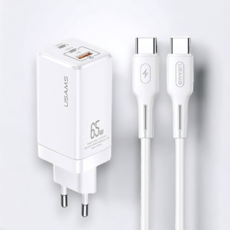 Komplet hišni polnilec in kabel za hitro polnjenje 65W – Usams