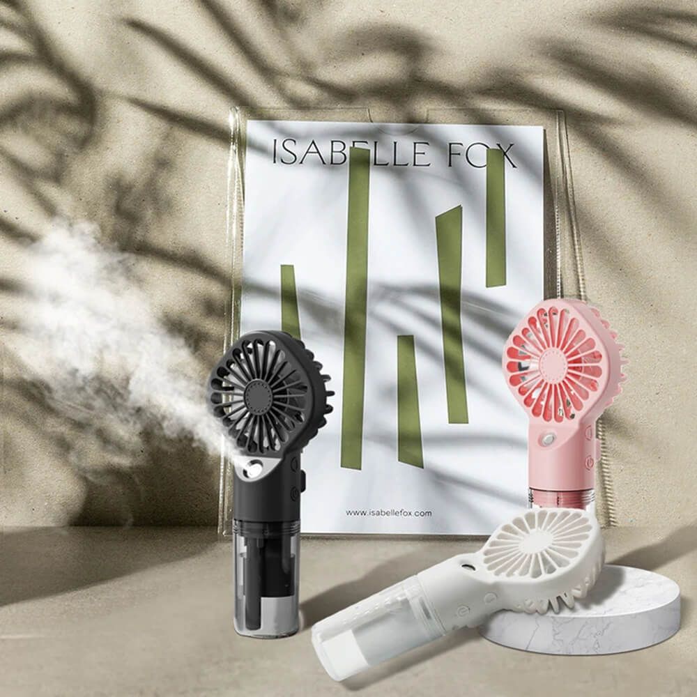 Techsuit G10 Portable Mini Fan with Humidifier – Handheld, USB-C, Black, 4 Speeds
