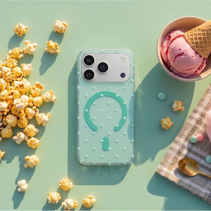 Ovitek za iPhone 17 Pro / 18 Pro, Bubble Dots MagSafe – zelen