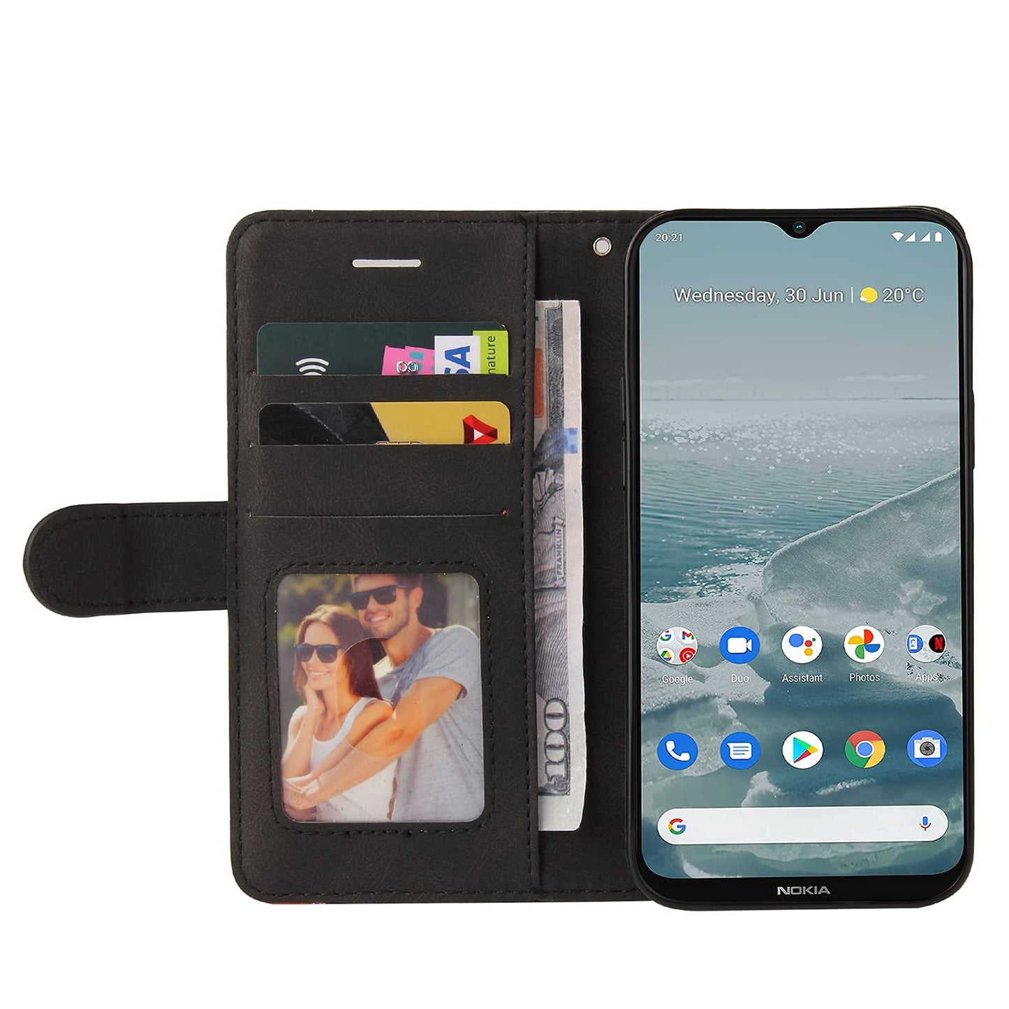 Preklopna torbica za Nokia G10 / G20 iz umetnega usnja – črna