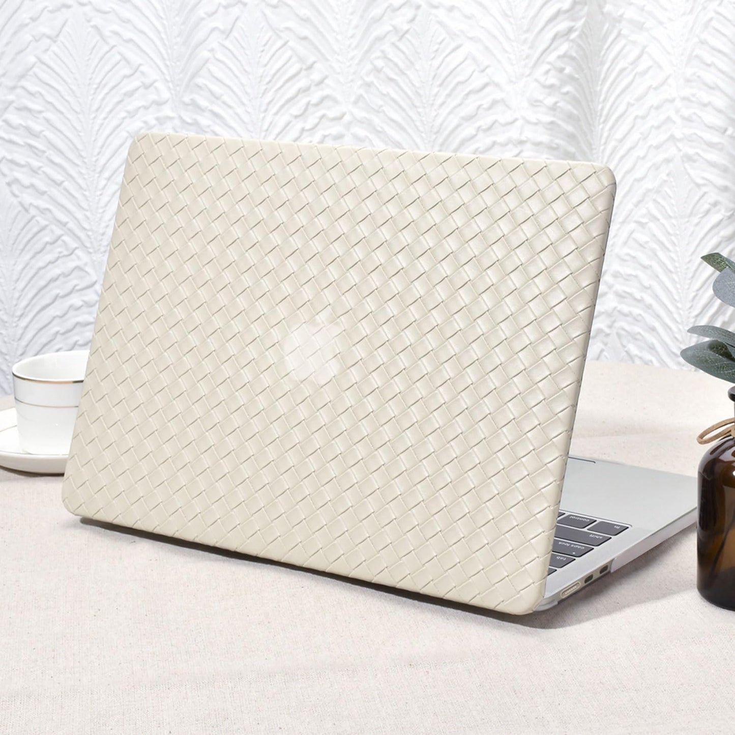 Zaščitni Ovitek za Apple MacBook Air 15 M2/M3 A2941 A3114 – PVC Usnje Tartan z Zaščito Tipkovnice Bež