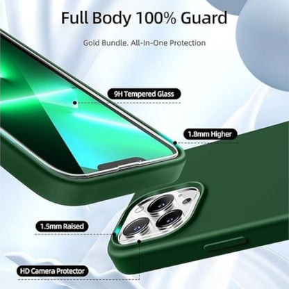 Komplet ovitek + 2 zaščitni stekli + 2 zaščiti za kamero za iPhone 13 Pro – Tocol