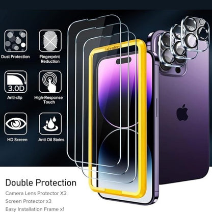 Komplet 3x zaščitno steklo + 3x zaščita za kamero za iPhone 14 Pro – Infostyle