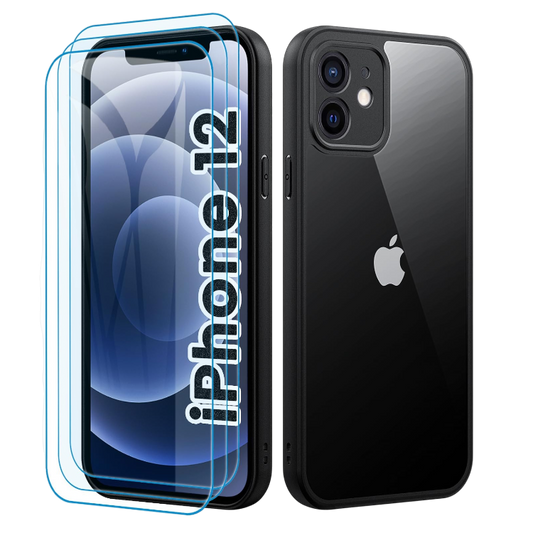 Ovitek za telefon + 3x zaščitno steklo "Mofurd" iPhone 12 – Infostyle – Črna