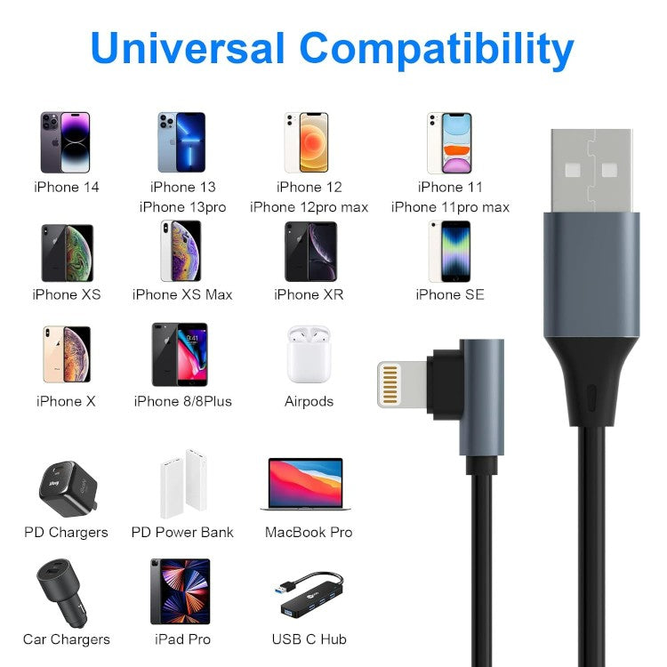 Ukrivljen polnilni kabel USB A v Lightning – Infostyle