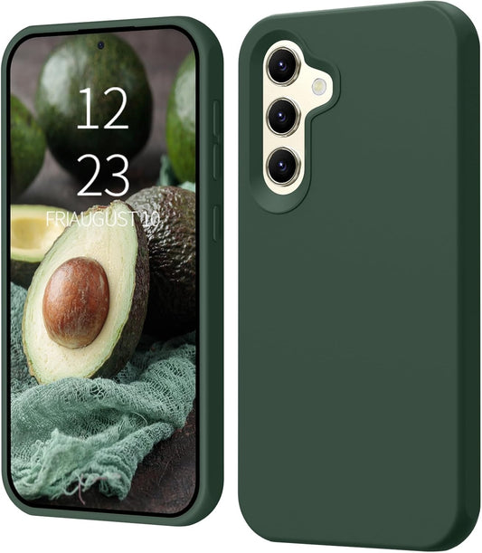 ElestBela Silicone Case for Samsung Galaxy S24 – Slim Protective Cover (Dark Green)