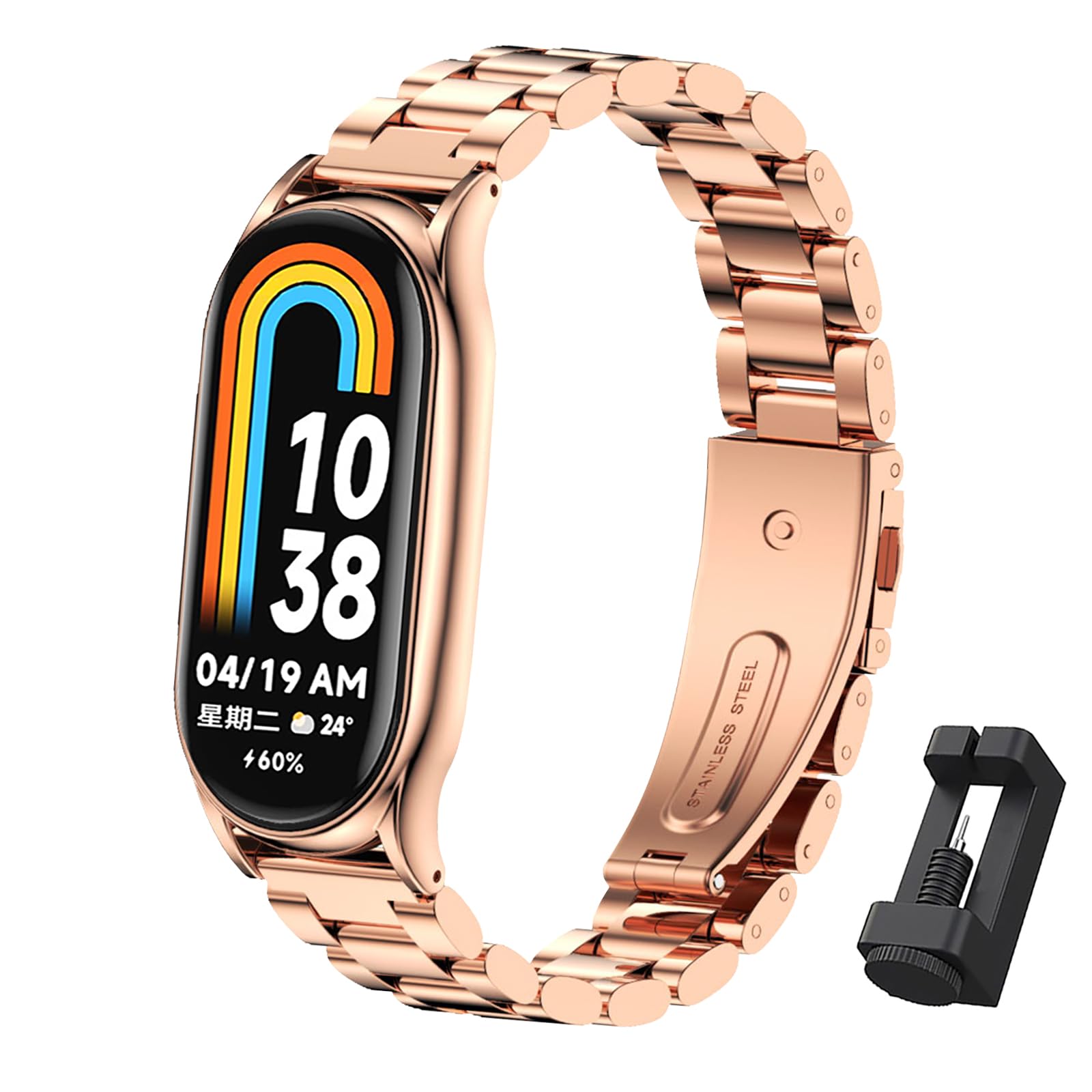 kovinski pasek premium za xiaomi mi band 8 rose gold