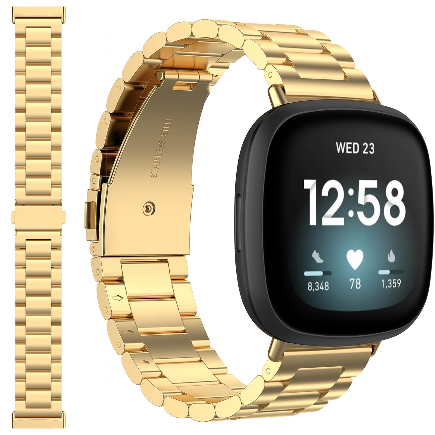 miimall pasek za fitbit versa 4 3 2 sense zlata
