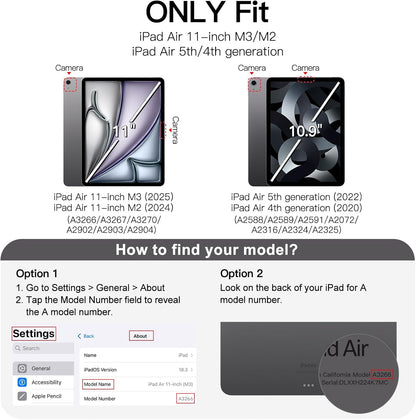 Ovitek ''JETech'' za iPad Air 11" M2 (2024), iPad Air 5/4 (2022/2020 5./4. gen.10,9") z držalom za svinčnik