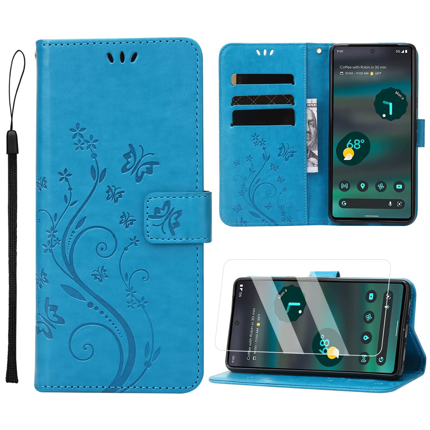 preklopna torbica butterfly z zascitnim steklom za honor 90 modra