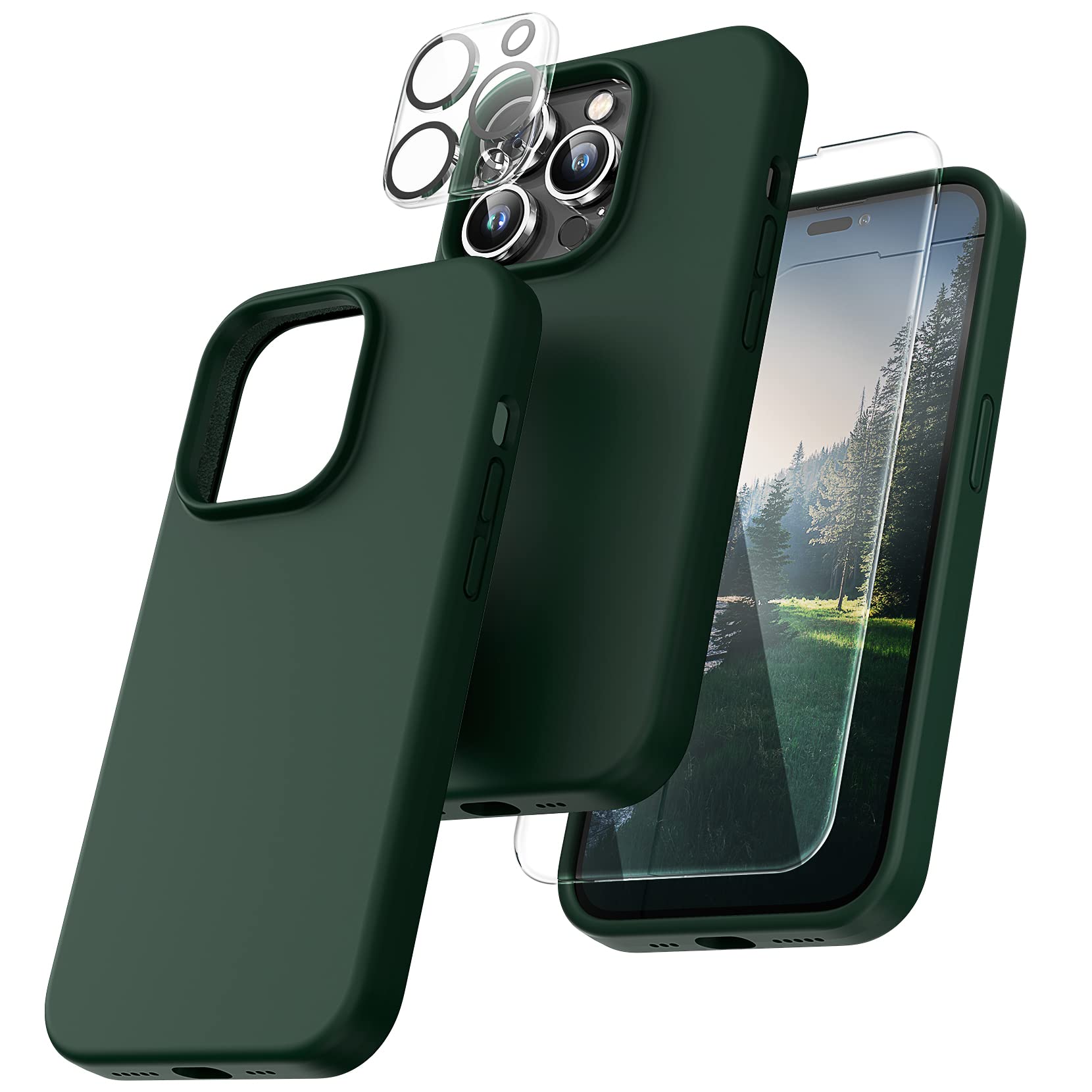 tocol silikonski ovitek z zascitnim steklom za iphone 14 pro max zelena