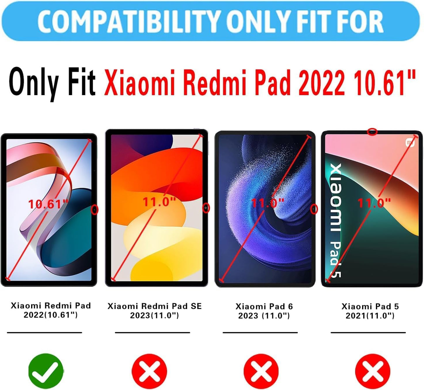 GLANDOTU ovitek za Xiaomi Redmi Pad 10.61 (2022) – flip etui z držalom za pisalo, Diamond Butterfly