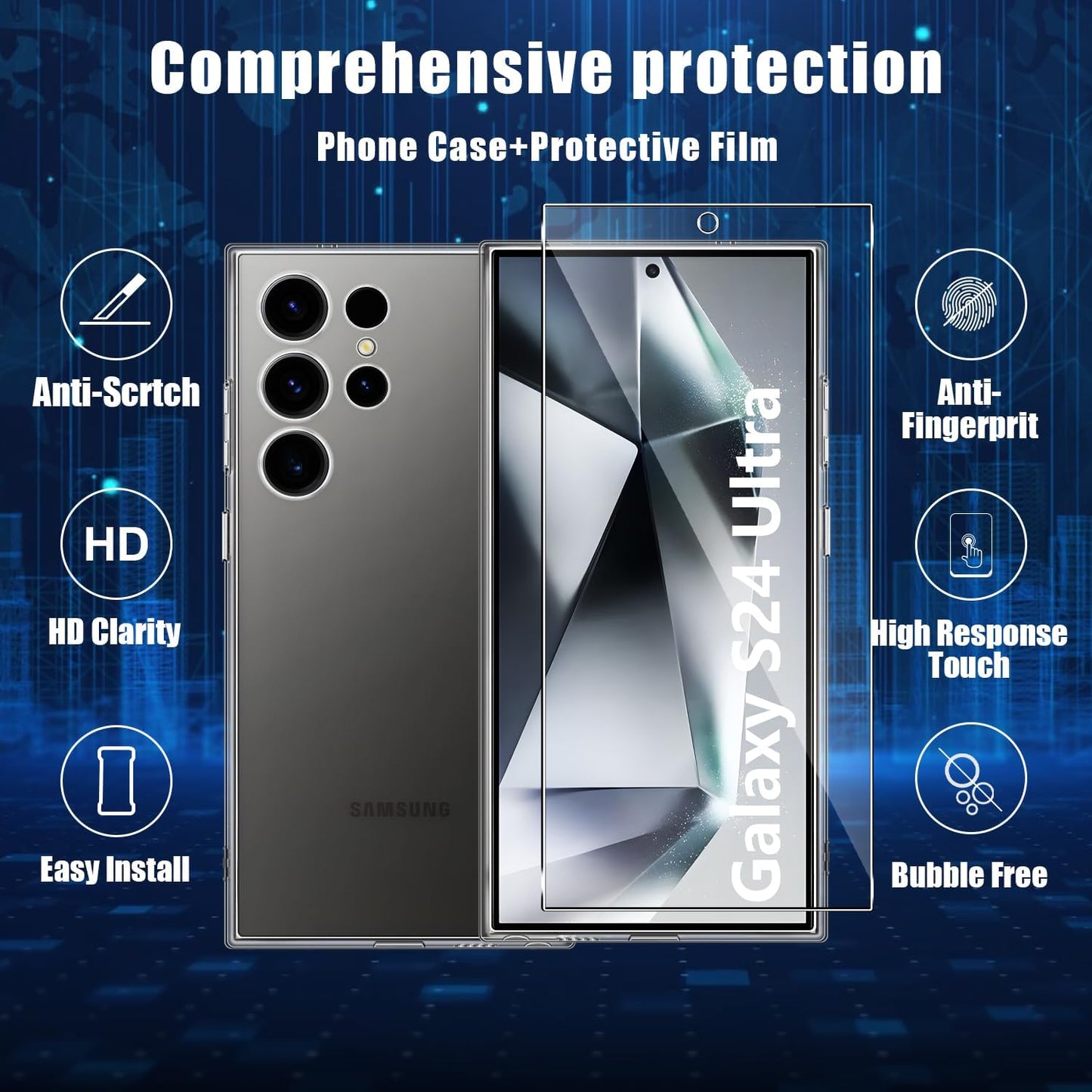 Holilo ovitek + 2x kaljeno steklo za Samsung Galaxy S24 Ultra - TPU Zaščita in 9H Zaščitno Steklo