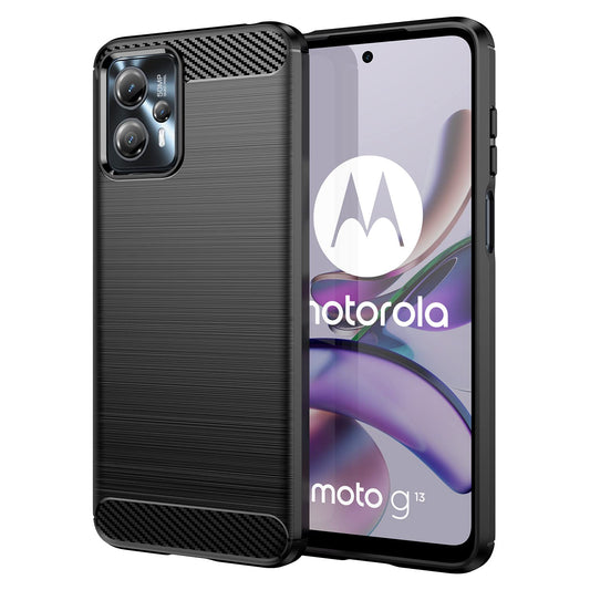 Carbon Silicone Case for Motorola Moto G13 / G23 – TPU, Non-slip (Black)
