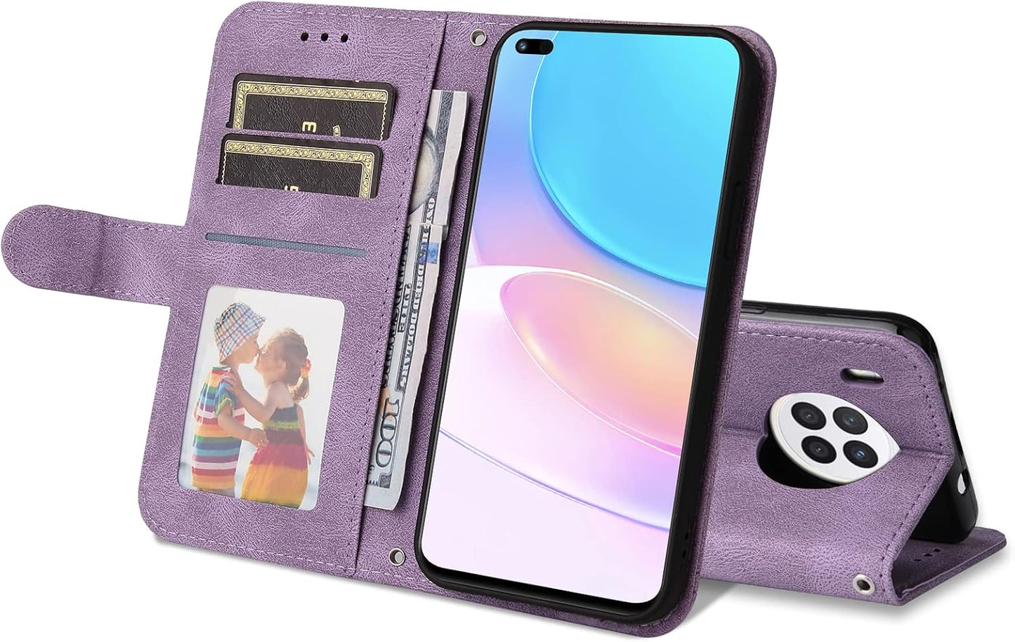 BAILI Flip Cover for Huawei Nova 8i – Purple