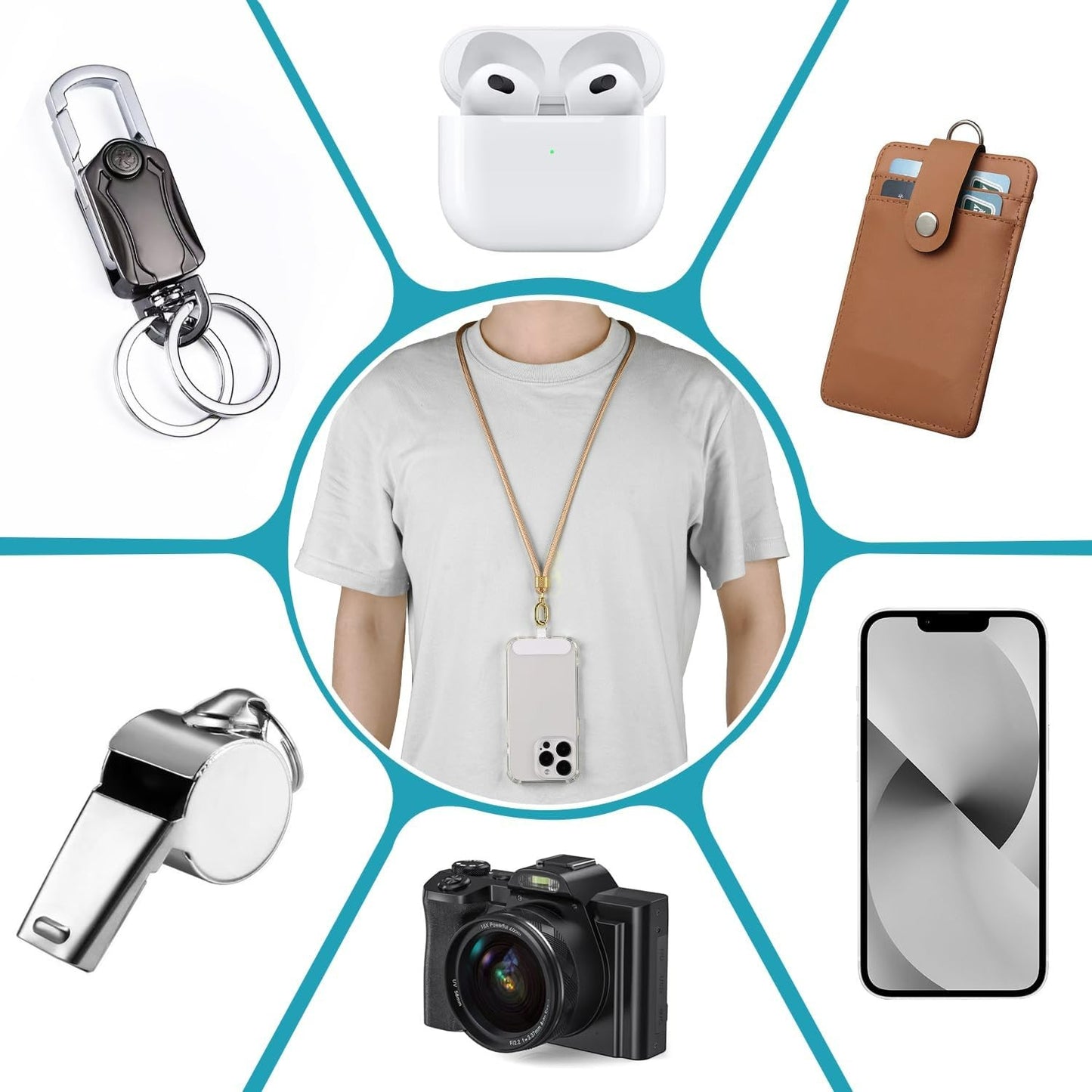 Univerzalni trak za telefon, črna/zlata – Infostyle