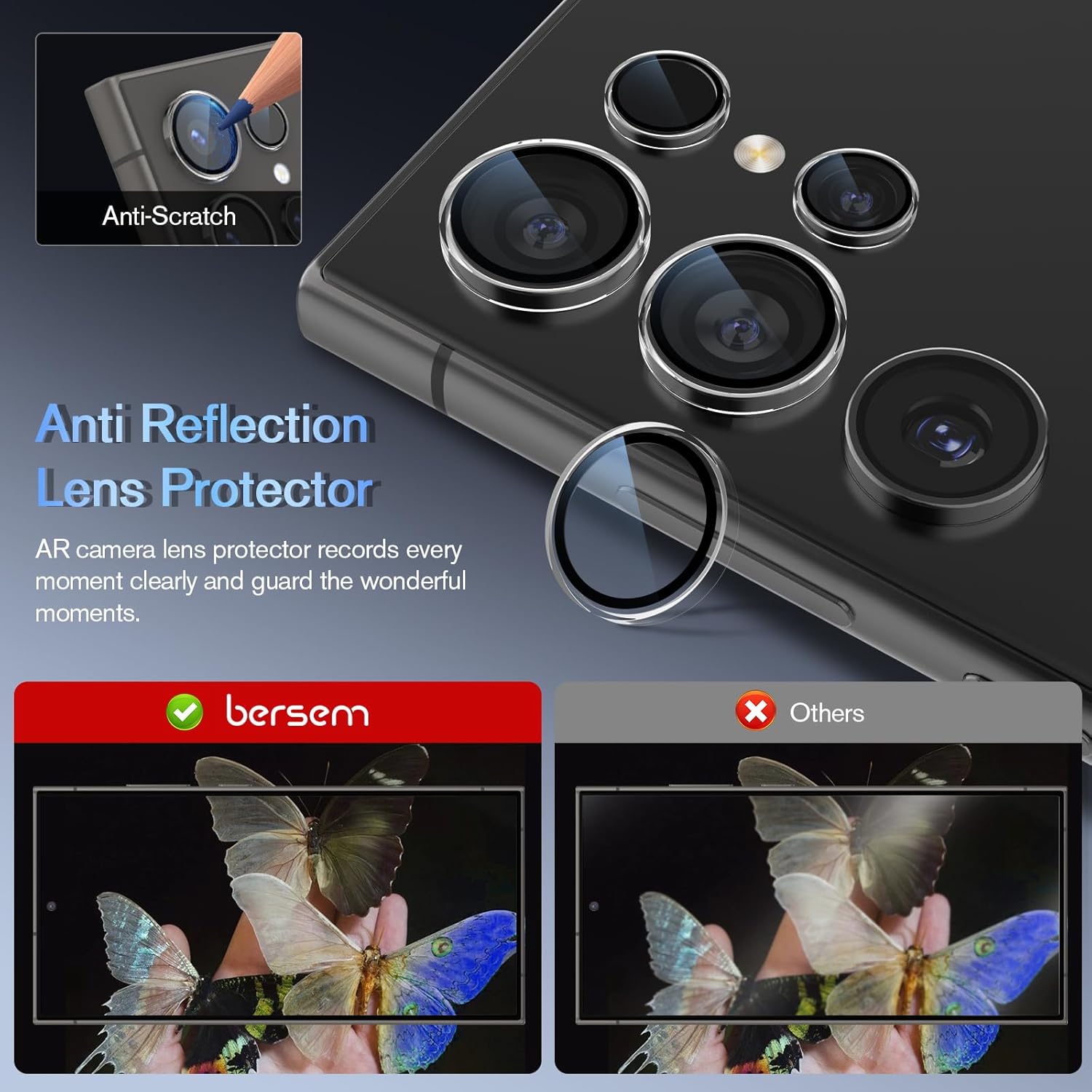 Komplet "bersem" 3x zaščitno steklo + zaščita za kamero za Samsung Galaxy S24 Ultra z namestitvenim pladnjem – Infostyle