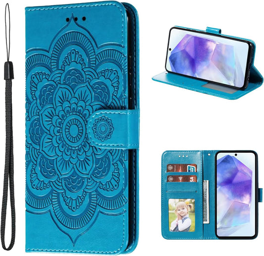 Preklopna torbica Mandala za Samsung Galaxy S25 Ultra - modra